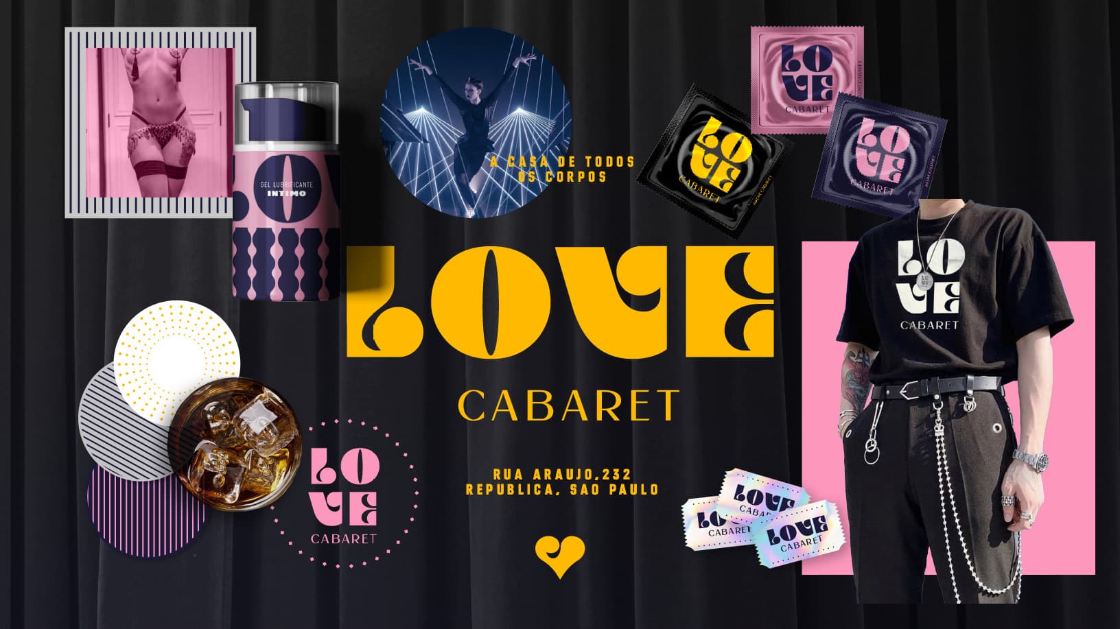 Identidade visual Love Cabaret, sistema multi-tipográfico RegularSwitch