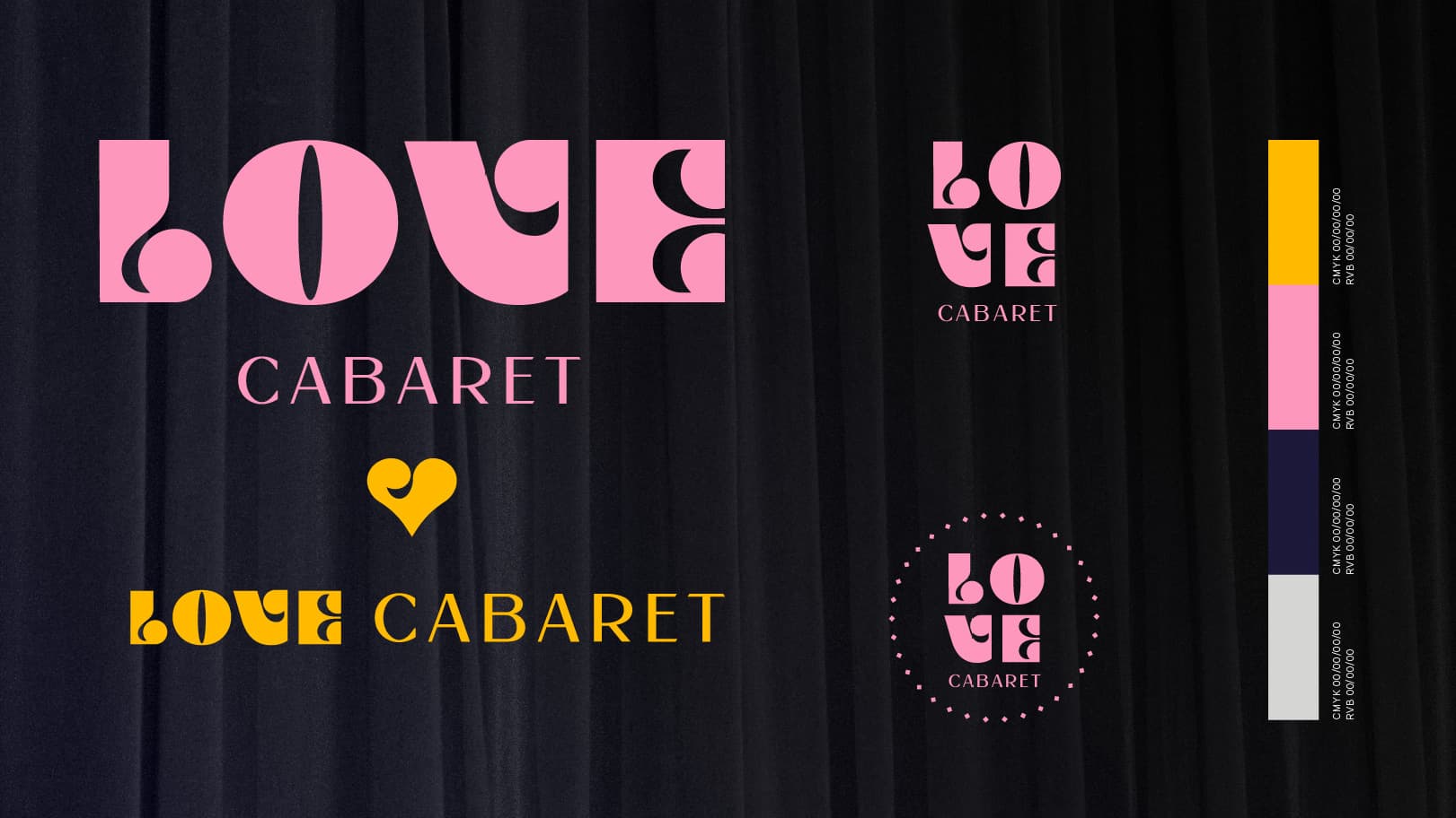 Identidade visual Love Cabaret, sistema multi-tipográfico RegularSwitch